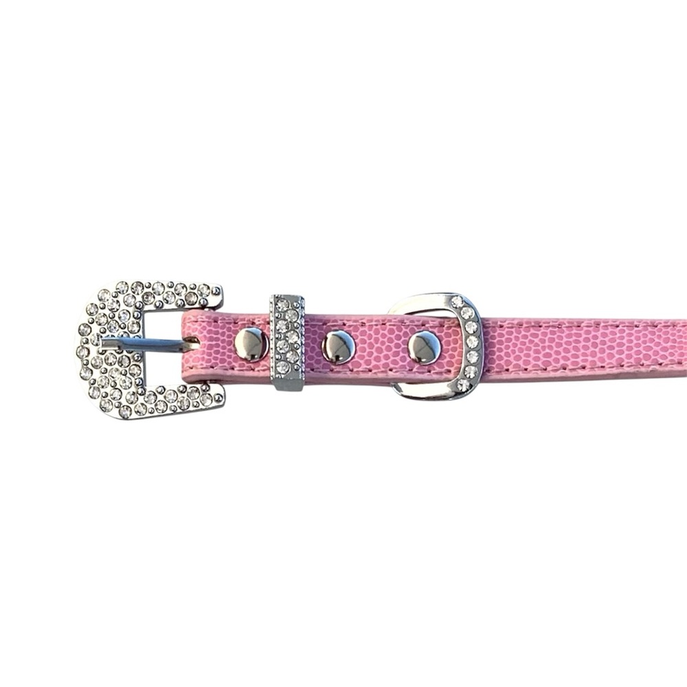 Personalized CAYENNE Pink Dog Collar with Rhinestone Letters and Buckle ~ Small - Picture 4 of 8